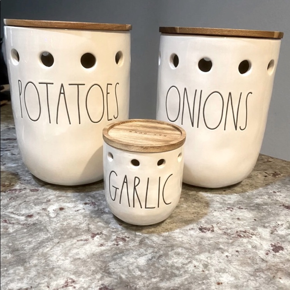Rae Dunn potato onion and garlic holders